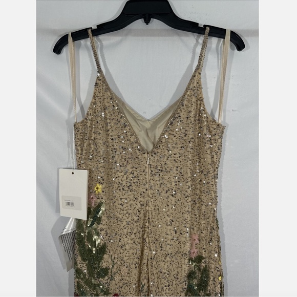 NWT $598 Mac Duggal [ 8 ] Floral Embellished Spaghetti Strap Gown in Nude #G1458 - Picture 10 of 13